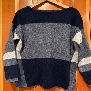 [Vince] Navy Blue Colorblock Cashmere Sweater - Size L